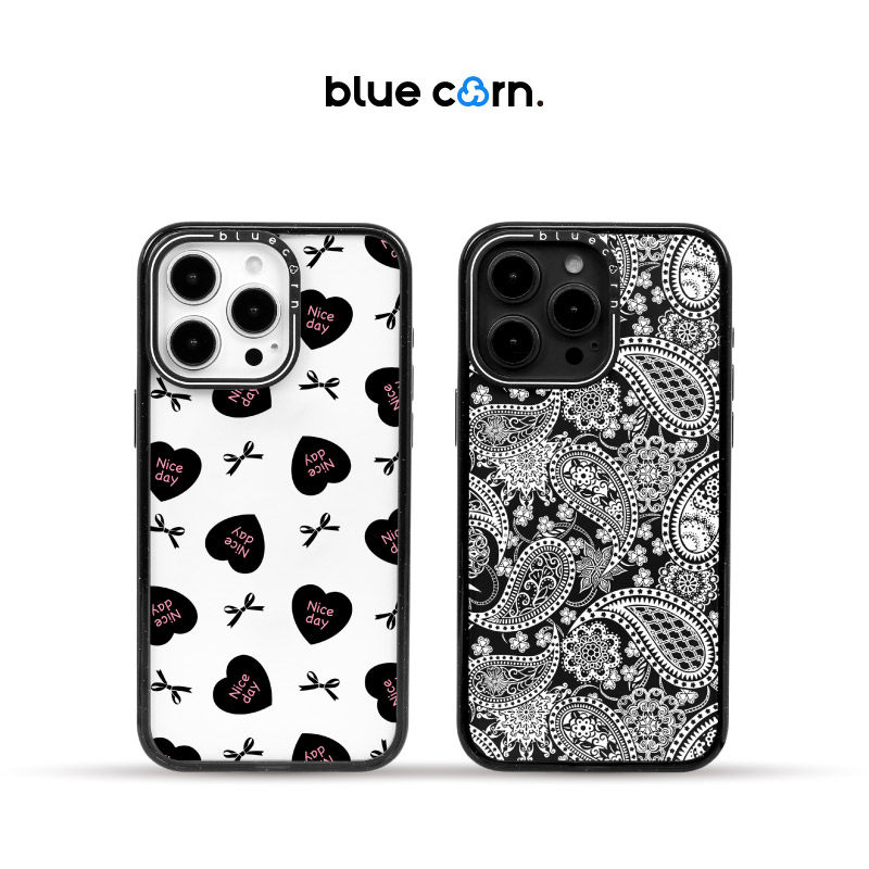 bluecorn蓝色苞米腰果花 黑酷爱心 适用于苹果iPhone