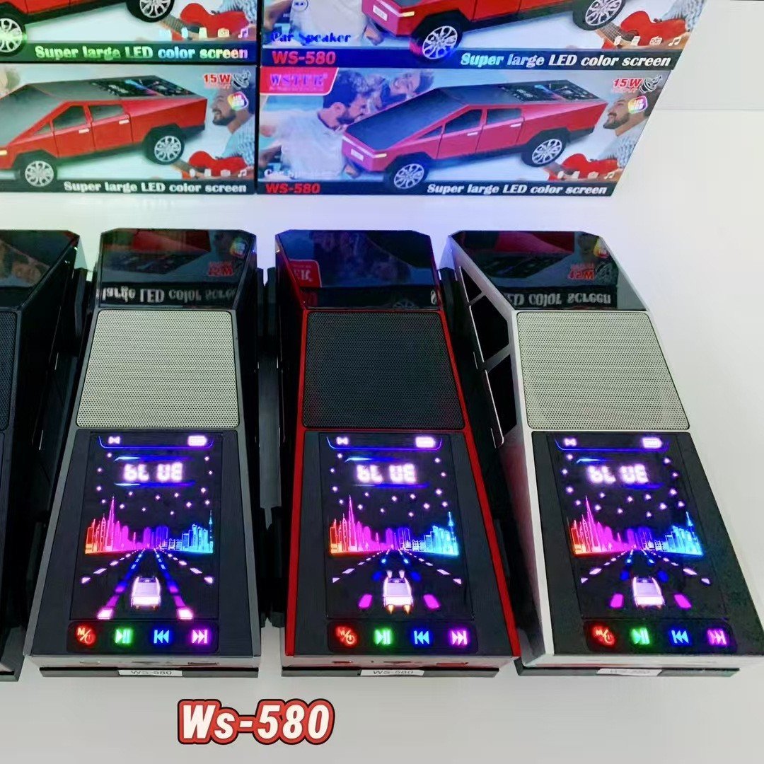 WS580特斯拉车模蓝牙音箱重低音炮无线音响礼品外贸音箱动感彩屏