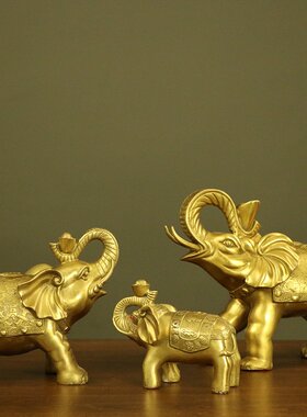 厂家 纯铜大象摆件家居客厅吉祥摆件元宝如意象开业礼物装饰品