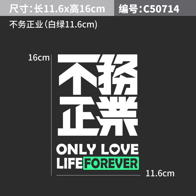 个性创意不务正业只爱生活汽车贴纸励志文字车身反光电动摩托装饰