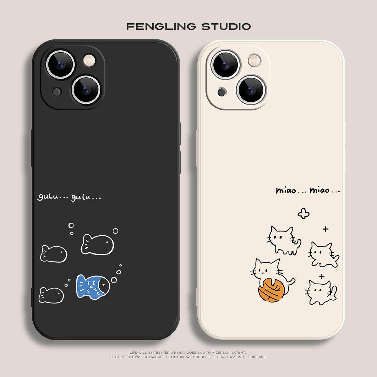 猫咪和小鱼iPhone17promax苹果16新款air小米15华为mate70适用Pura80创意vivos30情侣opporeno14一加13手机保