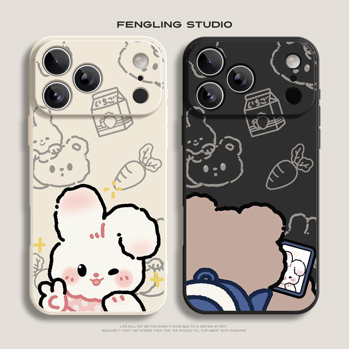 看照片小熊iPhone17苹果16promax小米15华为mate80适用pura70兔子oppofindx9情侣vivoS50荣耀400可爱13手机壳