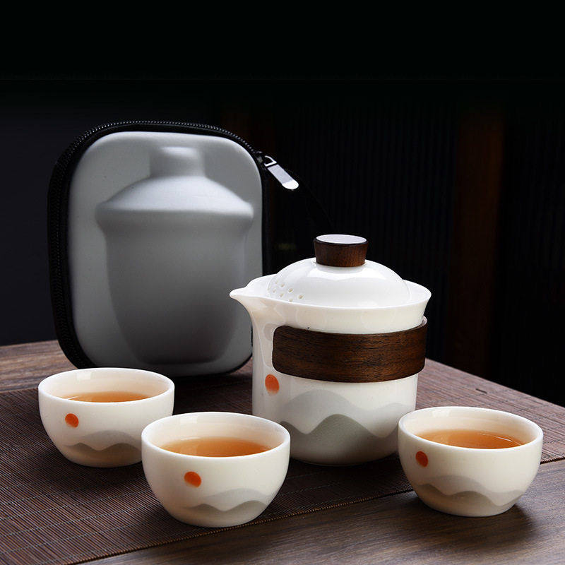 端羊脂玉白瓷便携式快客杯功夫旅旅行茶具