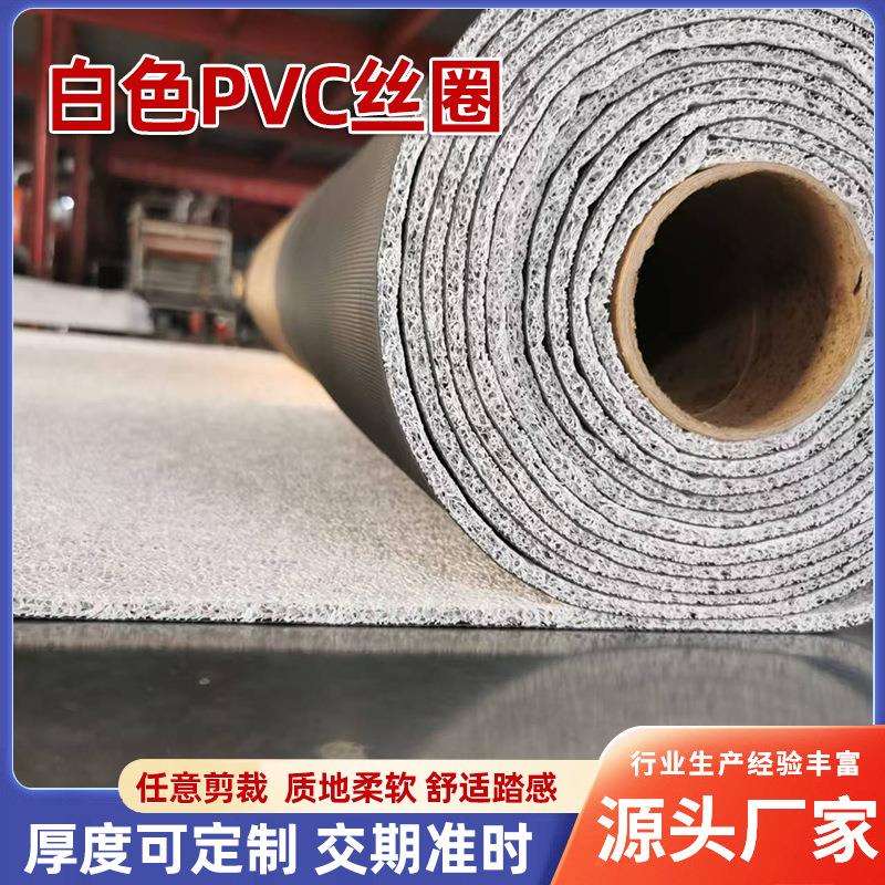 白色pvc丝圈彩色打印平底钉底塑胶地毯 PVC地垫汽车进门入户胶垫