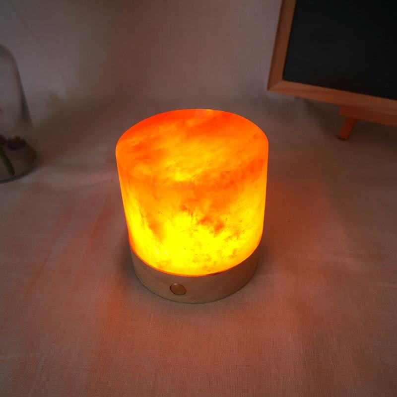 喜马拉雅水晶盐灯装饰台灯可充电小夜灯桌面摆件Salt Lamps圆柱