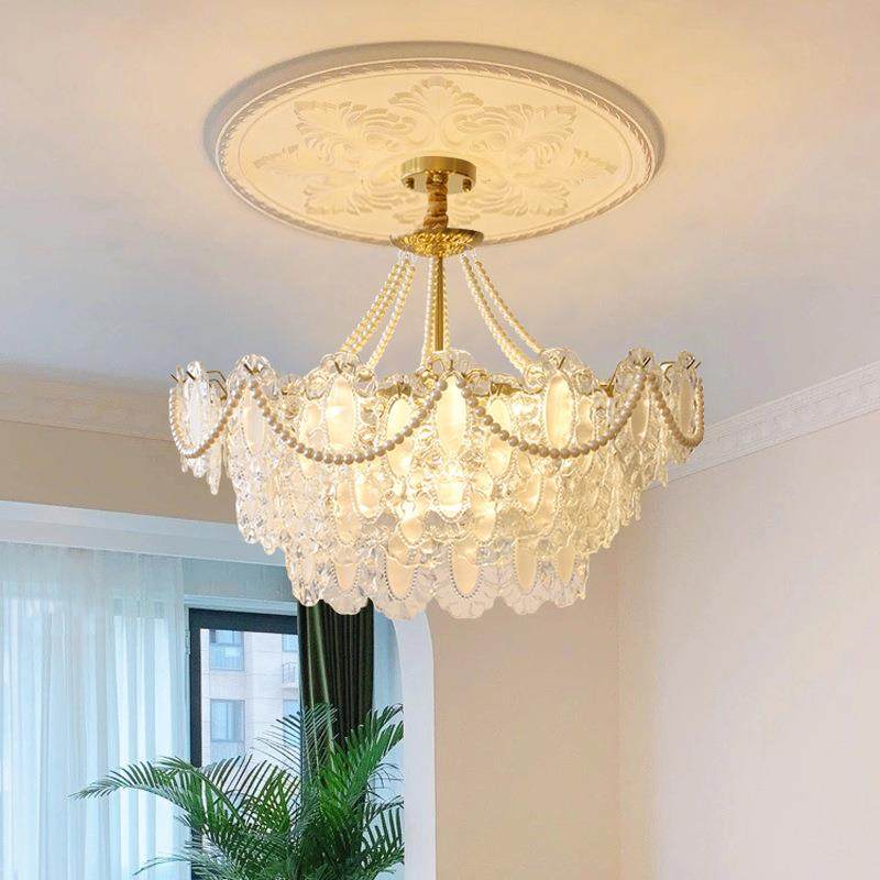 玻璃贝壳法式珍珠水晶卧室吊灯轻奢网红全铜奶油风灯具餐厅客厅灯,鲜花速递/花卉仿真/绿植园艺,割草机/草坪机,淘宝优惠券,粉丝福利购,淘宝优惠卷