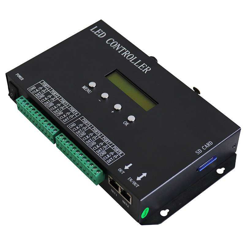 LED八口幻彩控制器联机/脱机ArtNet麦爵士8192点可编程接DMX控台