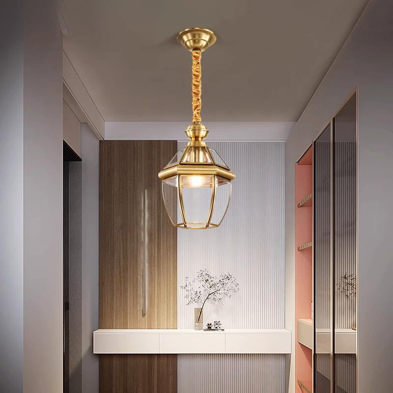 美式全铜餐厅吧台小吊灯欧式入户玄关走廊过道衣帽间阳台灯 H101