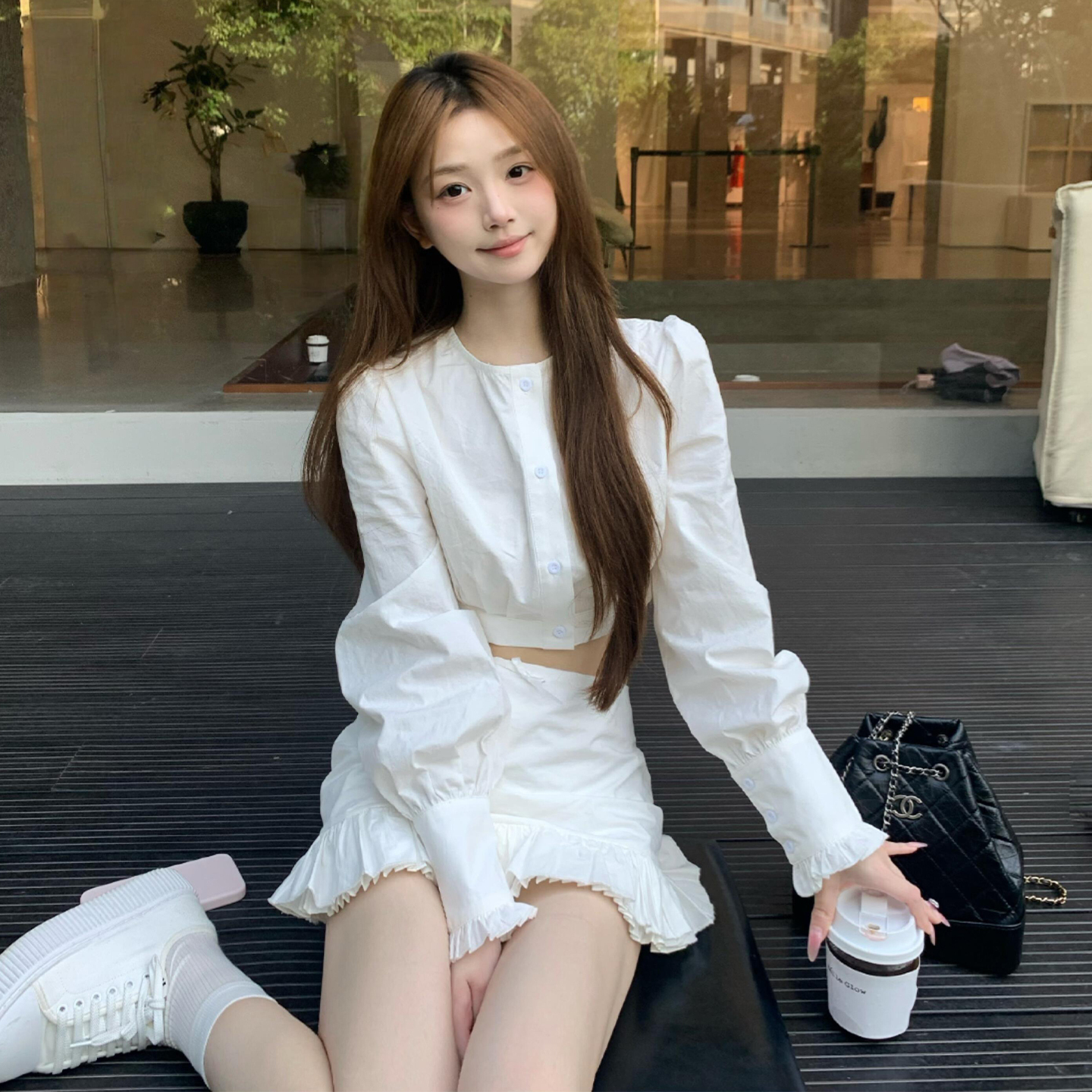 法式白色衬衫连衣裙裙子女夏季2025新款巨好看包臀短裙半身裙套装