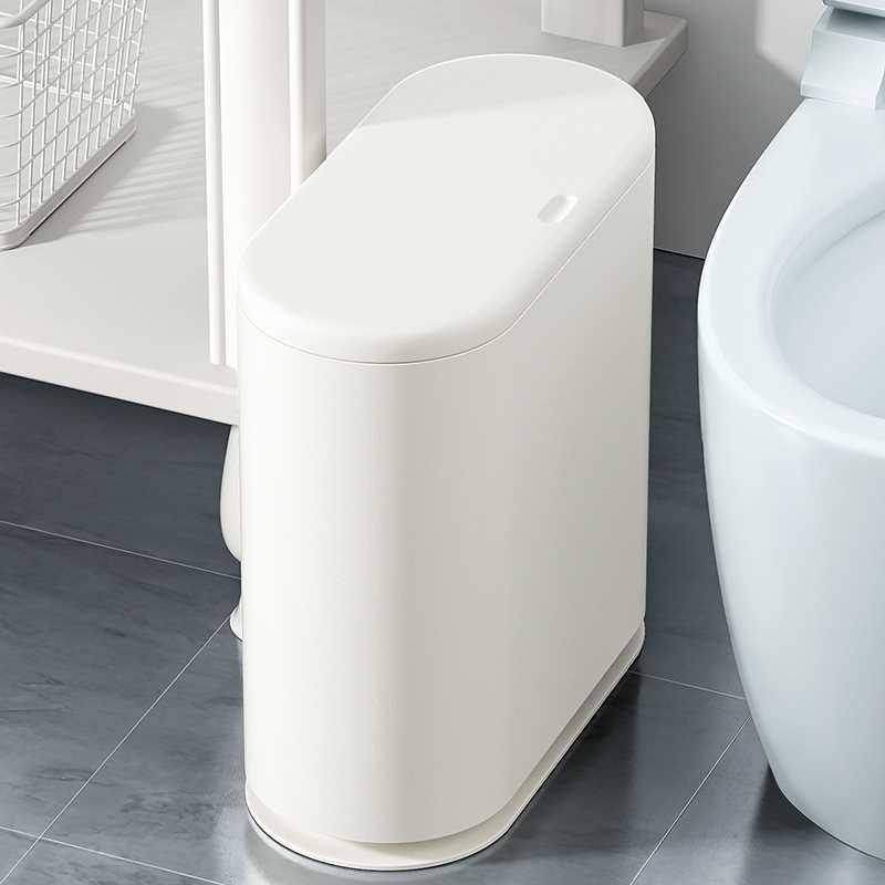 日本垃圾桶卫生间厕所专用2024新款按压式家用客厅轻奢窄夹缝带盖
