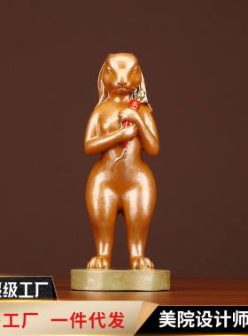 彩铜兔摆件生肖兔彩铜兔子家居办公室装饰品摆设生日乔迁礼品