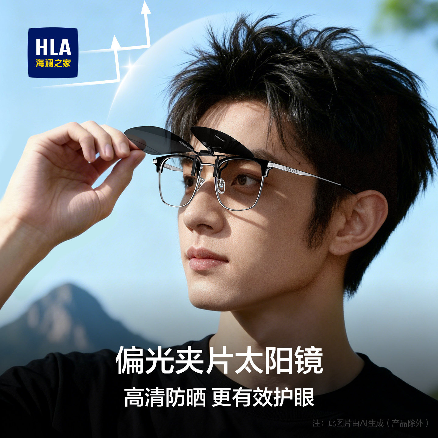 海澜之家偏光太阳镜眼镜夹片便携式高清偏光男女近视墨镜防紫外线