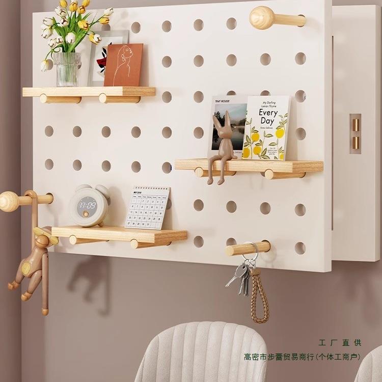 奶油洞洞板电表箱装饰画免打孔置物架电闸遮挡配电盒电箱挂画新款