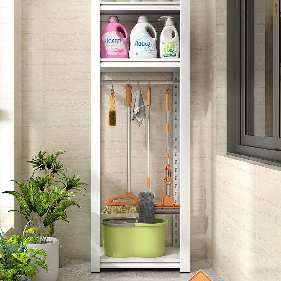 阳台置物架家政柜扫把拖把储物架清洁工具收纳柜保洁柜杂物铁架子
