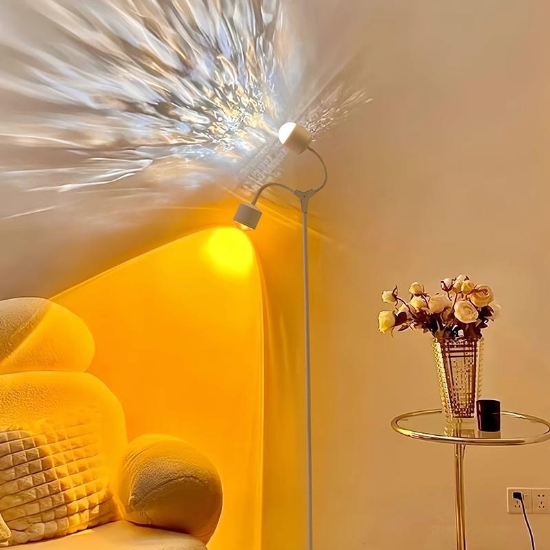 双头水波纹氛围落地灯卧室客厅沙发旁高级感直播夕阳日落立式台灯