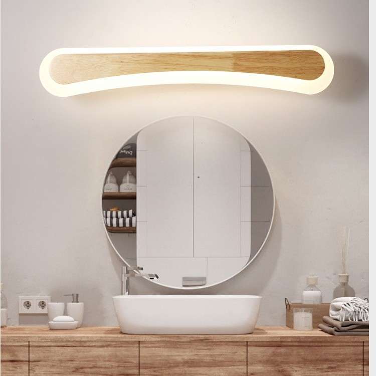 镜前灯北欧原木浴室LED灯2024年新款日式家用梳妆台洗手间长条灯