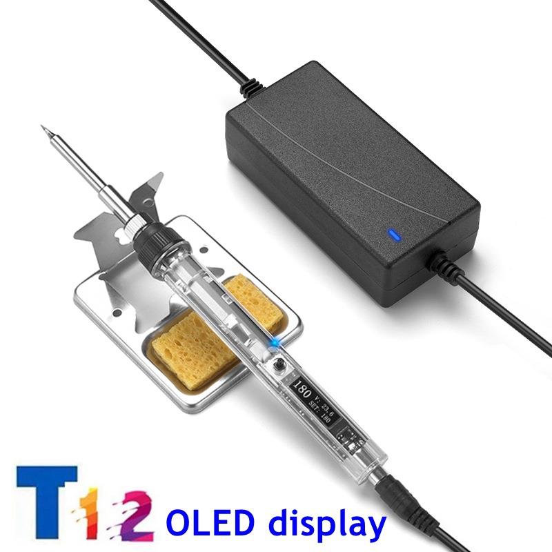 OLED T12电烙铁迷你便携式温度可调焊台烙铁带T12烙铁头