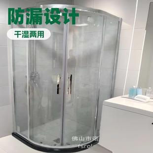 卫生间隔断干湿分离洗澡间防水钢化玻璃屏风淋浴房极窄不锈钢格栅