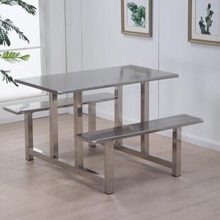 加固快餐店连体玻璃钢防火板餐桌椅组合学校4人6人8人位食堂桌椅