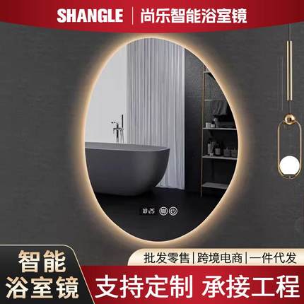 led浴室镜异形镜子卫生间智能镜梳妆镜子挂墙式洗手台灯镜防雾
