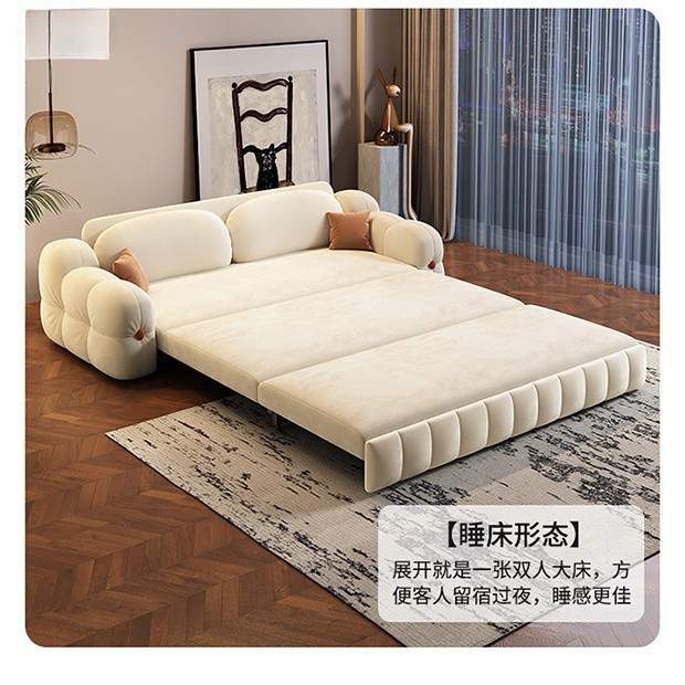 多功能绒布沙发床安居两用一体抽拉式可折叠储物小户型新款沙发床