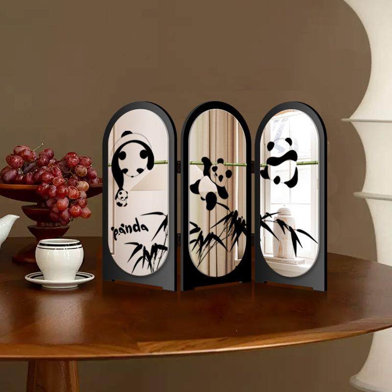 熊猫桌面小屏风装饰摆件玄关柜电视柜复古小摆画客厅高级感镜子画,清洗/食品/商业设备,风口/风叶/风机配件,淘宝优惠券,粉丝福利购,淘宝优惠卷