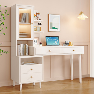 实木书桌书架一体电脑桌卧室家用现代学生学习写字台办公工作桌子