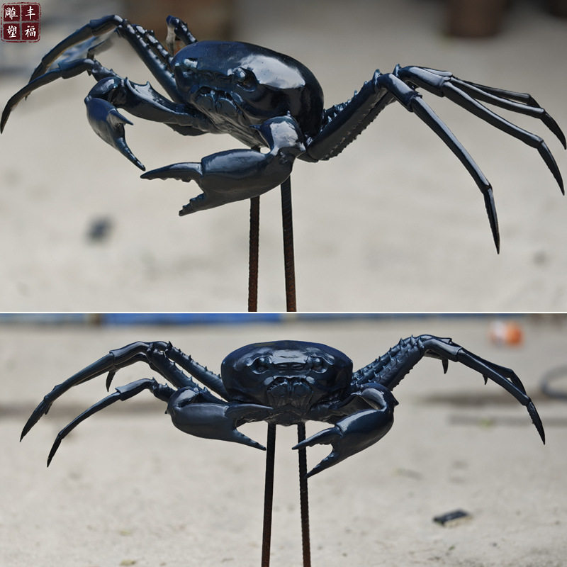 定制铸铜螃蟹雕塑厂家 广场公园美陈铜海洋海鲜动物雕塑创意摆件