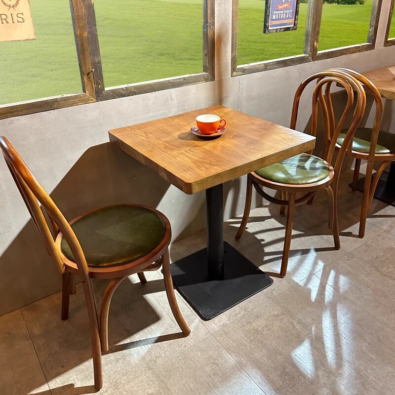实木复古咖啡厅桌椅组合甜品蛋糕店椅子奶茶店美式西餐厅餐饮桌椅