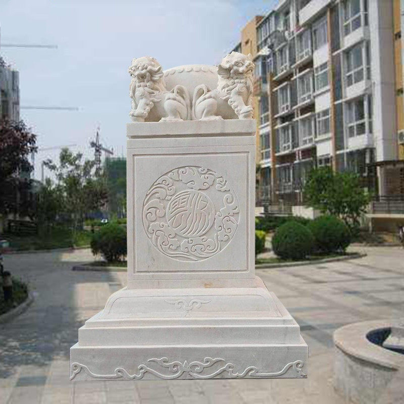 石雕玉玺雕塑天然大理石石材大型动物印章雕像户外装饰景观摆件