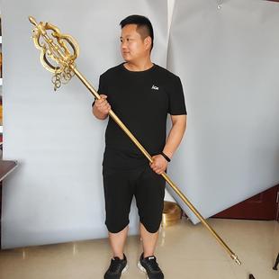 禅杖纯铜摆件九环锡杖少林方丈大玄奘手杖护法 6股18环 9股27环