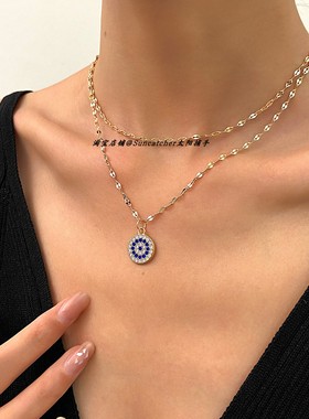 满钻锆石evileye恶魔之眼项链