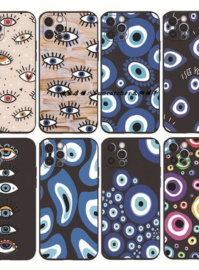 适用于苹果IPhone黑色手机壳 土耳其恶魔之眼Evil Eye保护壳tpu