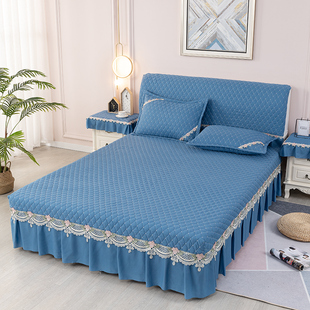 四季 床裙罩床头罩单件夹棉防尘保护套1.5米1.8床防滑席梦思三件套