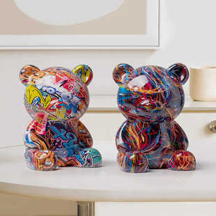 儿童奢华熊储蓄罐摆件创意存钱公仔现代轻奢客厅酒柜电视柜装 饰品