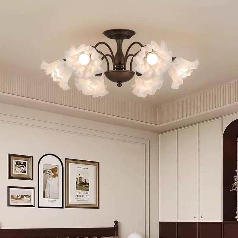 美式法式复古客厅吊灯田园网红铃兰花朵简约创意灯具中古餐厅卧室