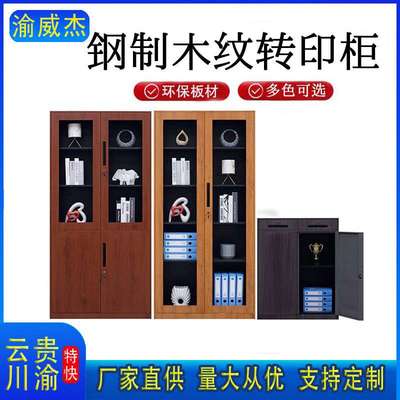 钢制转印木纹文件柜铁皮家用书柜铁柜办公室资料活动柜矮柜更衣柜