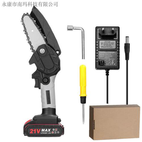 6寸21V迷你电链锯 家用手持锂电锯 小型木工园林伐木锯 有刷电机