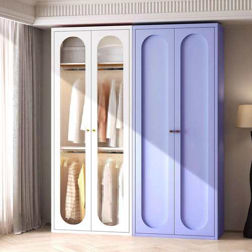 多色组合衣柜法式奶油风推拉门款衣帽柜卧室出租房简易安装储物柜