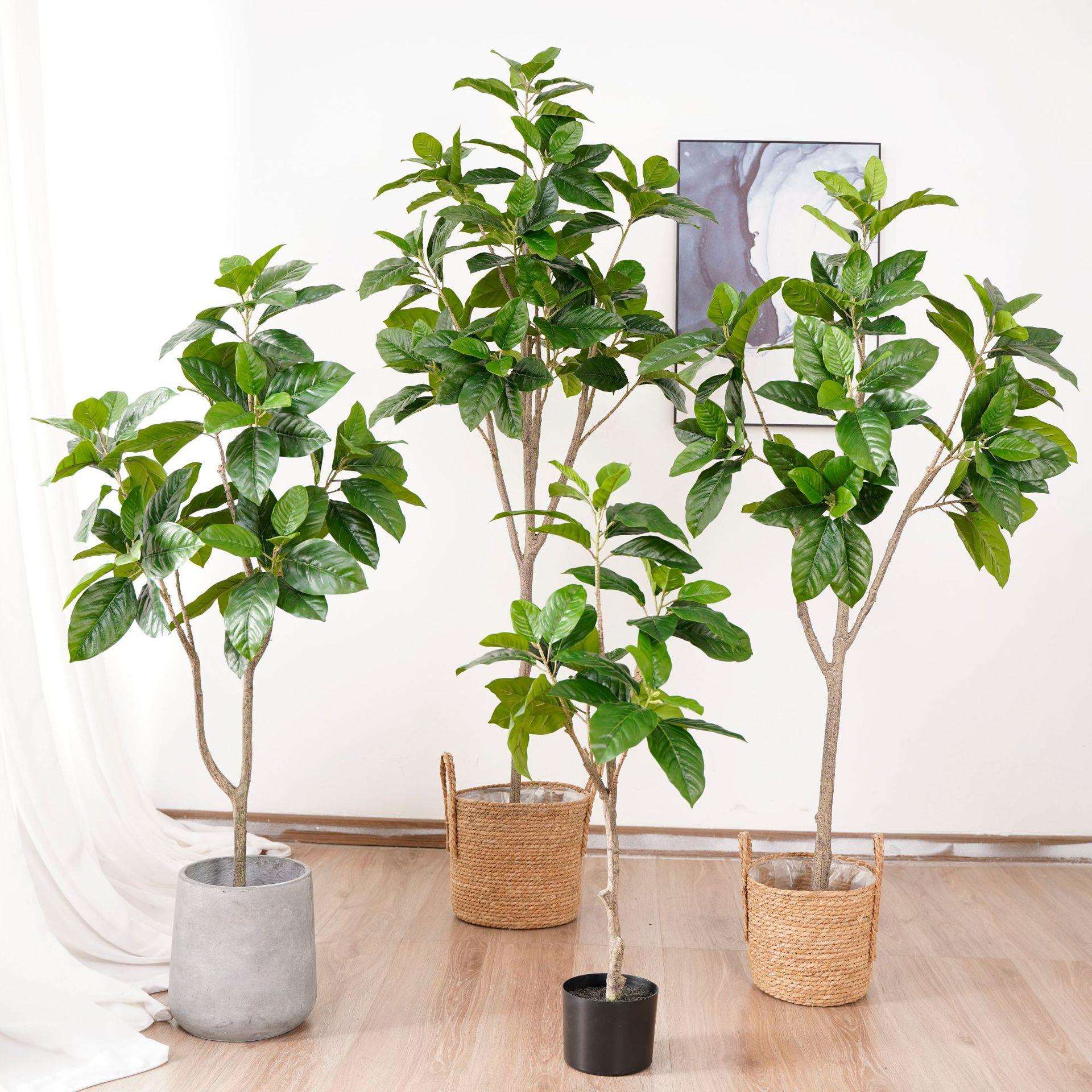 绿色橡胶树仿真植物盆栽 室内盆栽植物假树 居家落地装饰造景叶子
