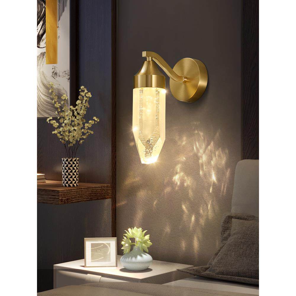 轻奢全铜水晶壁灯高档现代简约大气2021年新款led壁灯过道走廊客