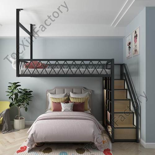 JGP1省空间高架床公寓吊床小户型阁楼床铁艺上下桌空单上层双