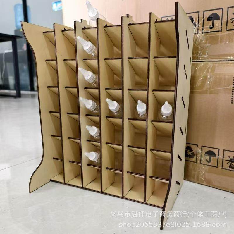 模型工具收纳架 油漆瓶 稀释瓶 木盒桌面 漆架