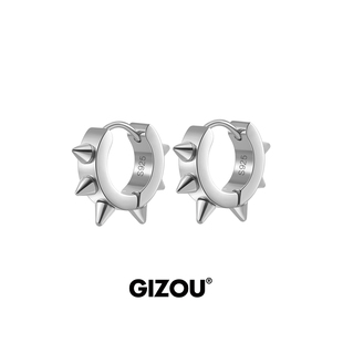 GIZOU官方邓为同款纯银铆钉耳钉男士尖锥耳夹高级感痞帅风耳扣女