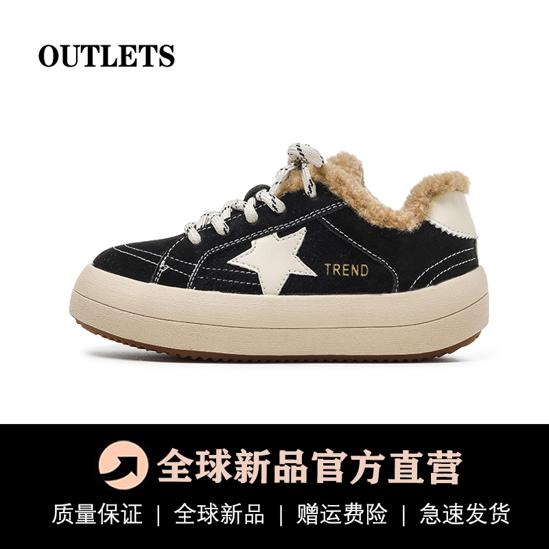 儿童鞋子星星加绒女童毛毛鞋保暖