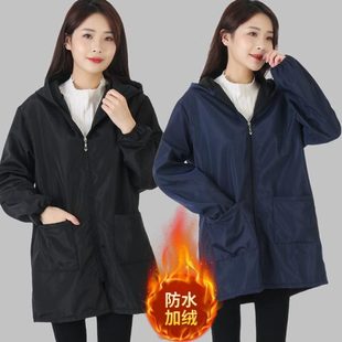 秋冬加絨加厚防水女圍裙長袖 季 工作服男罩廚房新款 油外套式 2023衣