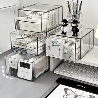 面膜防尘整理化妆品桌面盒多层上家用杂物收纳盒抽屉式透明小盒子