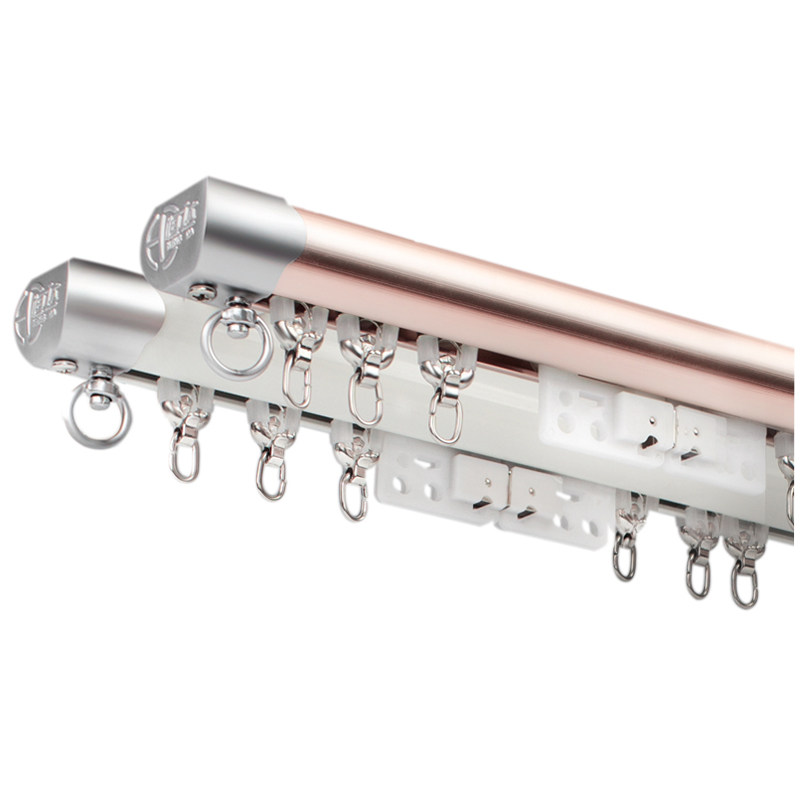 恒达铝合金窗帘轨道窗帘杆顶装侧装导轨滑道滑轨直轨单轨双轨滑轮