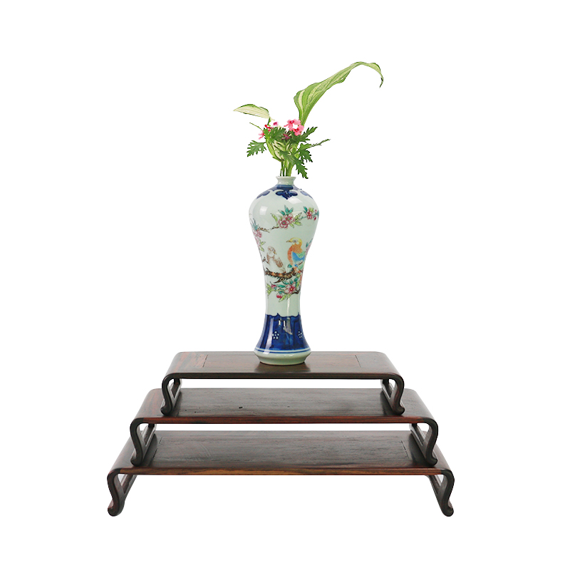 大红酸枝花架底座实木底盘花托花器花道中式红木盆景博古架软装