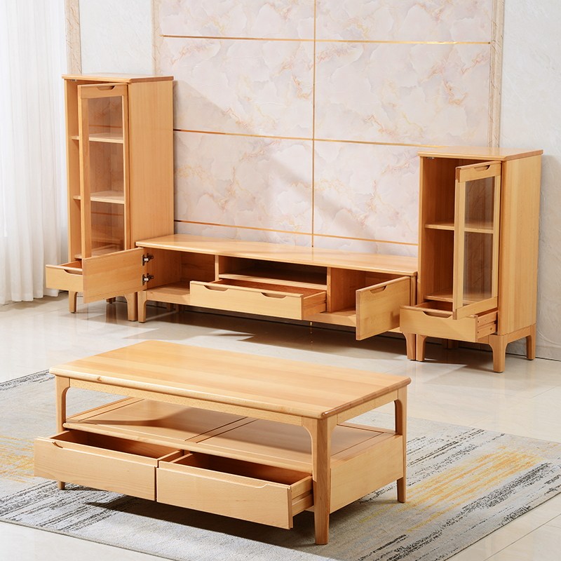 梦星魂 实木电视柜伸缩地柜组合全榉木原木大板高柜客厅储物靠墙
